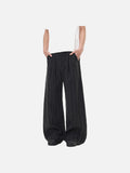 DAXUEN Wide-leg trousers in dark charcoal grey with pinstripes