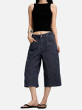 DAXUEN charcoal wide-leg work pants with adjustable tabs
