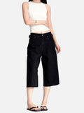DAXUEN charcoal wide-leg work pants with adjustable tabs