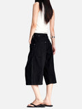DAXUEN charcoal wide-leg work pants with adjustable tabs
