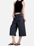 DAXUEN charcoal wide-leg work pants with adjustable tabs
