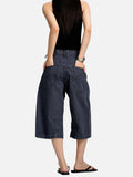 DAXUEN charcoal wide-leg work pants with adjustable tabs
