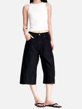 DAXUEN charcoal wide-leg work pants with adjustable tabs