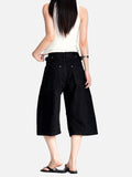 DAXUEN charcoal wide-leg work pants with adjustable tabs