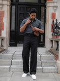 DAXUEN Checked button-up shirt with short sleeves — model photo