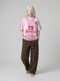 DAXUEN Loose-fitting V-neck jersey top with graphics — model photo