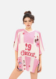 DAXUEN Loose-fitting V-neck jersey top with graphics