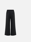 DAXUEN Women's black pinstripe wide-leg pants — model photo