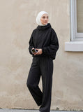 DAXUEN Women's black pinstripe wide-leg pants