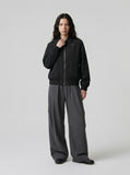 DAXUEN Relaxed fit bomber jacket in black and burgundy — model photo