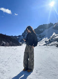 DAXUEN Relaxed fit bomber jacket in black and burgundy — model photo