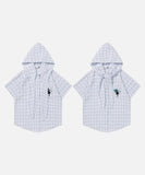 DAXUEN Hooded short-sleeved shirt with cat embroidery