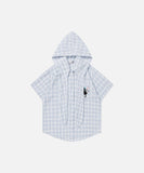 DAXUEN Hooded short-sleeved shirt with cat embroidery