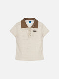 DAXUEN Short-sleeved women's polo shirt with lace-up front