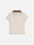 DAXUEN Short-sleeved women's polo shirt with lace-up front
