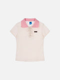 DAXUEN Short-sleeved women's polo shirt with lace-up front