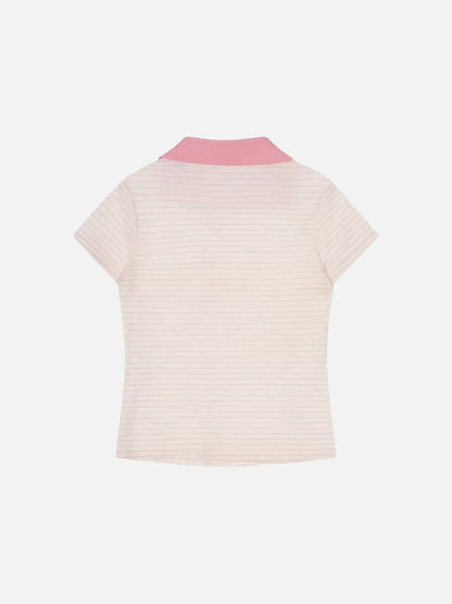 DAXUEN Short-sleeved women's polo shirt with lace-up front