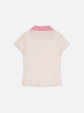 DAXUEN Short-sleeved women's polo shirt with lace-up front
