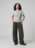 DAXUEN Short sleeve polo shirt with shawl collar — model photo