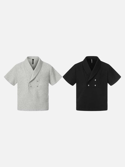 DAXUEN Short sleeve polo shirt with shawl collar