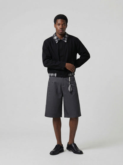 DAXUEN Wide-leg culottes for women in grey and taupe — model photo