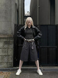 DAXUEN Wide-leg culottes for women in grey and taupe — model photo