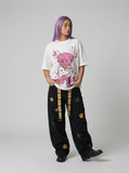 DAXUEN Chill oversized t-shirt with anime character graphic — model photo