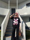 DAXUEN Chill oversized t-shirt with anime character graphic — model photo