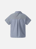 DAXUEN Short-sleeved blue and white check button-up shirt
