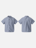 DAXUEN Short-sleeved blue and white check button-up shirt