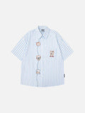 Embroidered cartoon figure button-up shirt