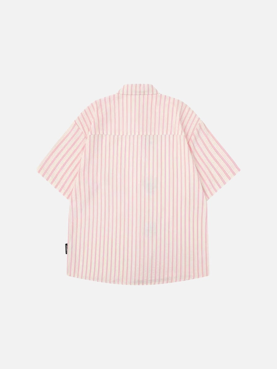 Embroidered cartoon figure button-up shirt