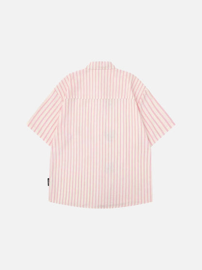 Embroidered cartoon figure button-up shirt