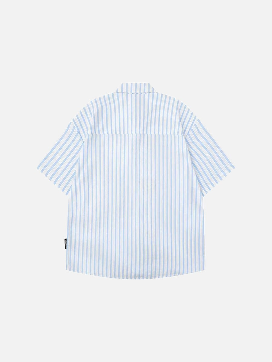Embroidered cartoon figure button-up shirt