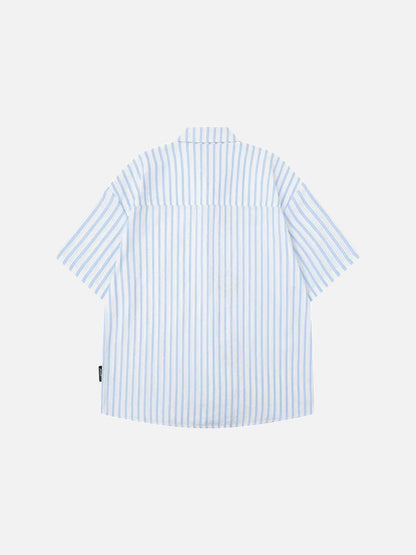 Embroidered cartoon figure button-up shirt