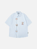 Embroidered cartoon figure button-up shirt
