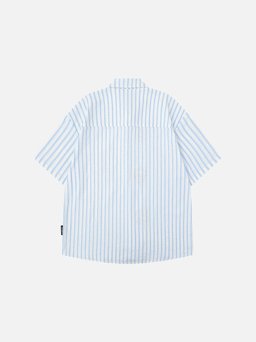 Embroidered cartoon figure button-up shirt