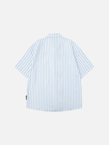 Embroidered cartoon figure button-up shirt