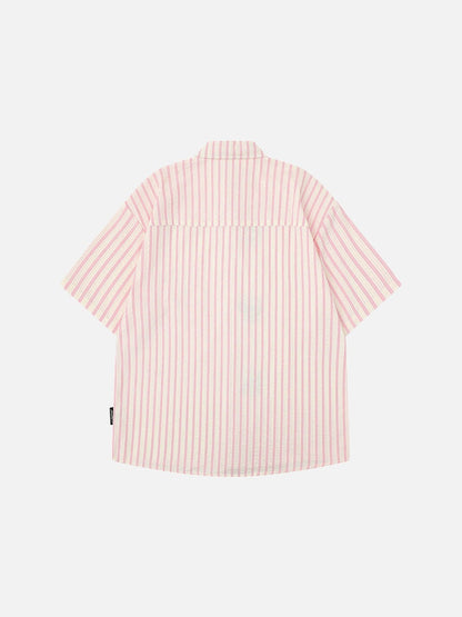 Embroidered cartoon figure button-up shirt