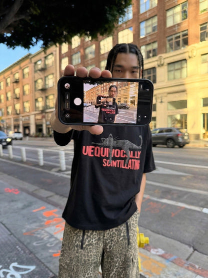DAXUEN Chill Cat Graphic T-Shirt — model photo