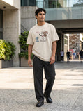 DAXUEN Oversized t-shirt with a dog graphic print — model photo