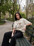 DAXUEN Oversized t-shirt with a dog graphic print — model photo