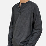 DAXUEN Relaxed-fit long sleeve top with half-zip neckline — model photo