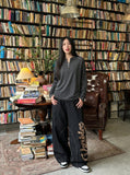 DAXUEN Relaxed-fit long sleeve top with half-zip neckline