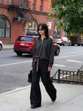 DAXUEN Relaxed-fit long sleeve top with half-zip neckline