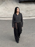 DAXUEN Relaxed-fit long sleeve top with half-zip neckline