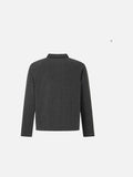 DAXUEN Half-zip polo long sleeve t-shirt in beige and grey — model photo