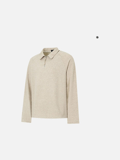 DAXUEN Half-zip polo long sleeve t-shirt in beige and grey