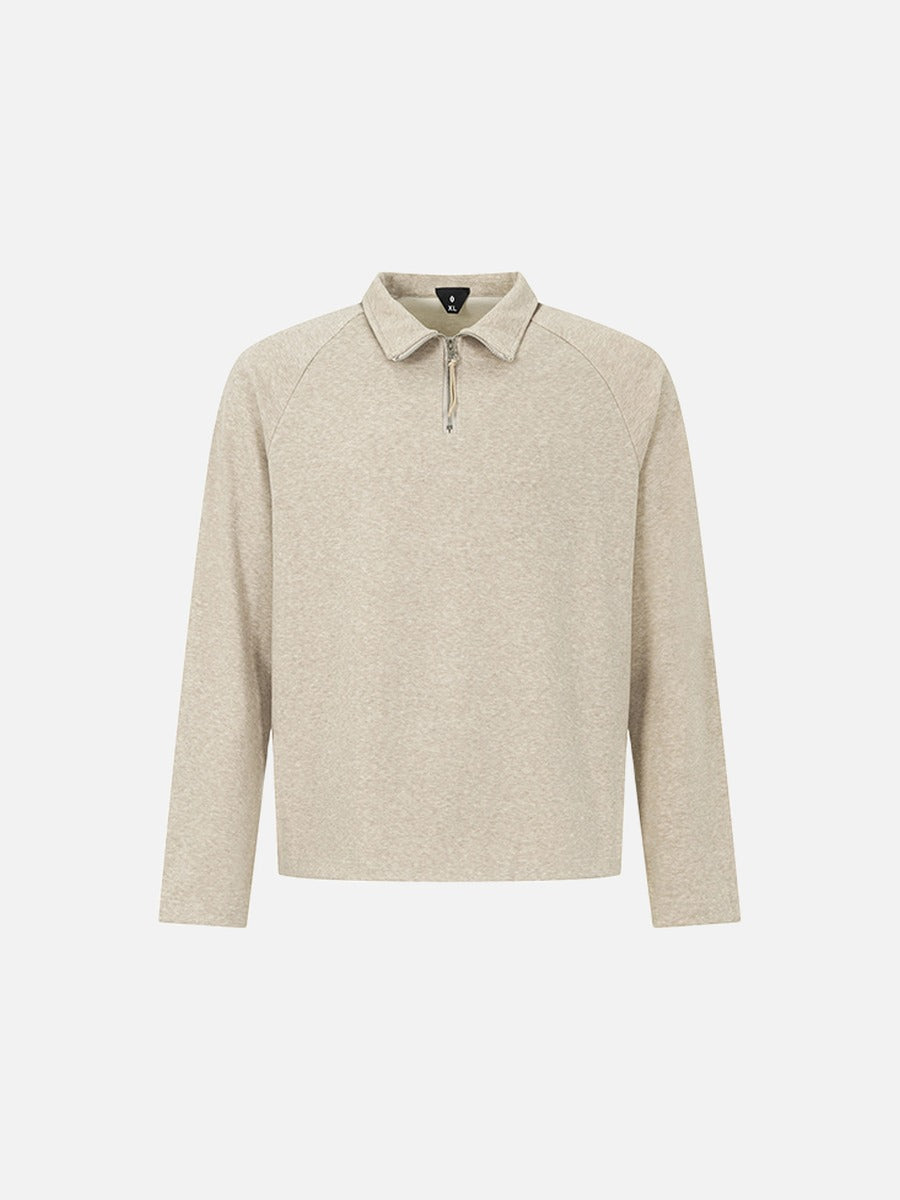 DAXUEN Half-zip polo long sleeve t-shirt in beige and grey