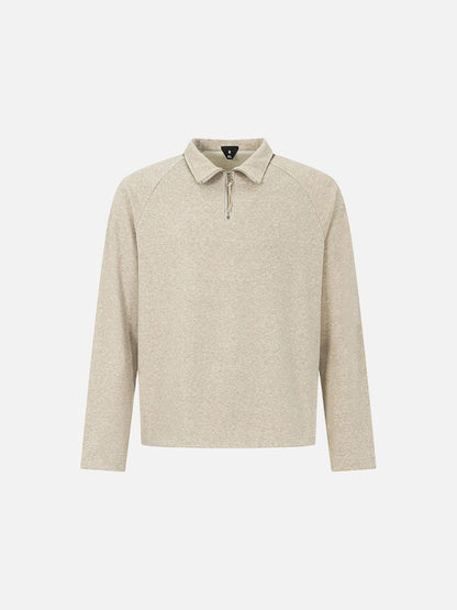 DAXUEN Half-zip polo long sleeve t-shirt in beige and grey